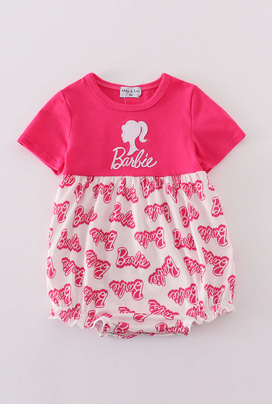 Girl’s Hot Pink Barbie Embroidered Bubble
