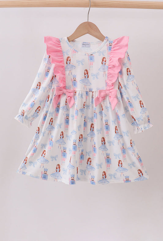 Pink Bow Nutcracker Ruffle Dress