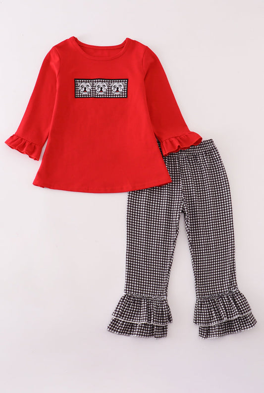 Georgia Bulldog Embroidery Ruffle Girl’s Pants Set