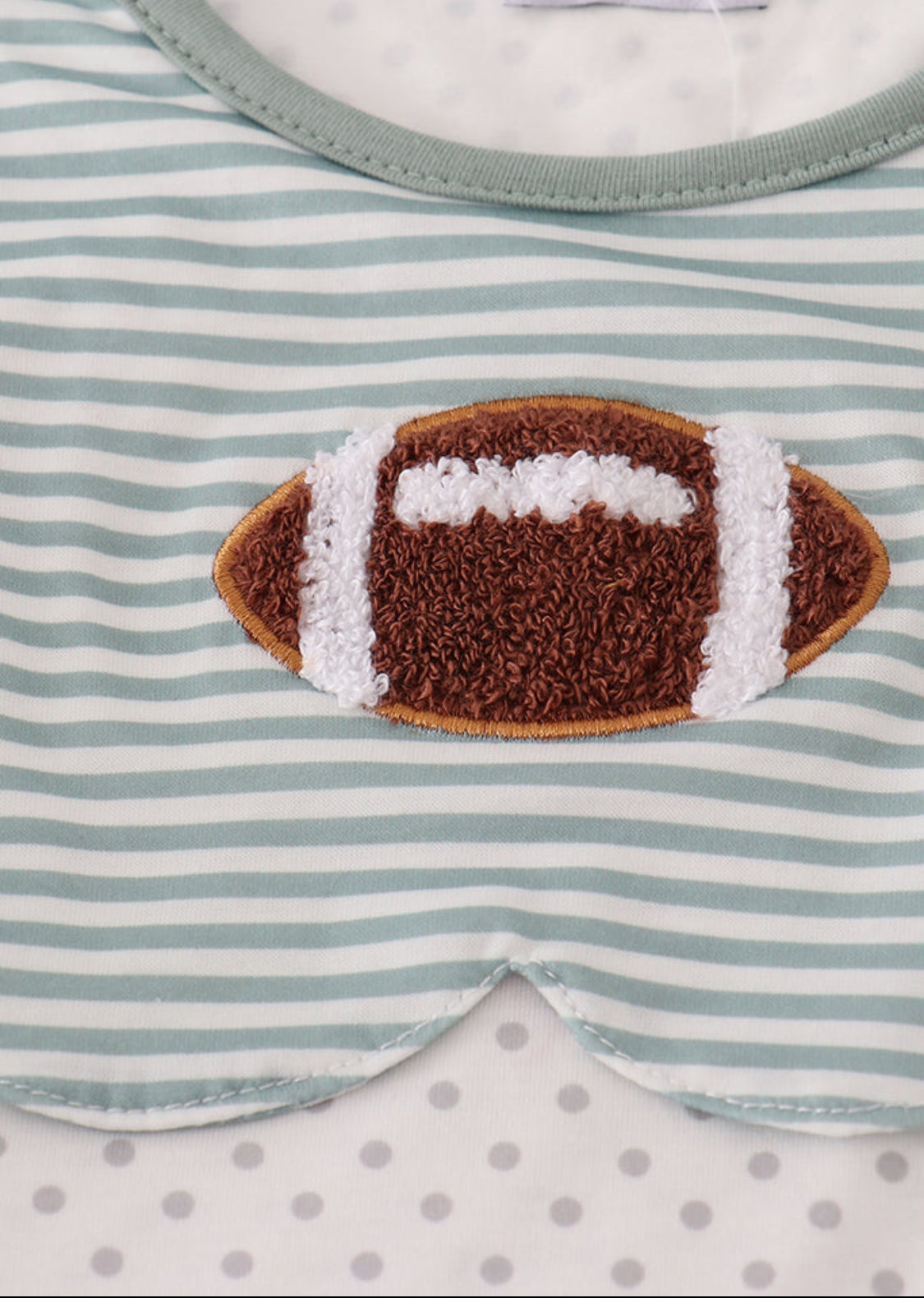 Sage Stripe Football French Knot Girl’s Pants Set