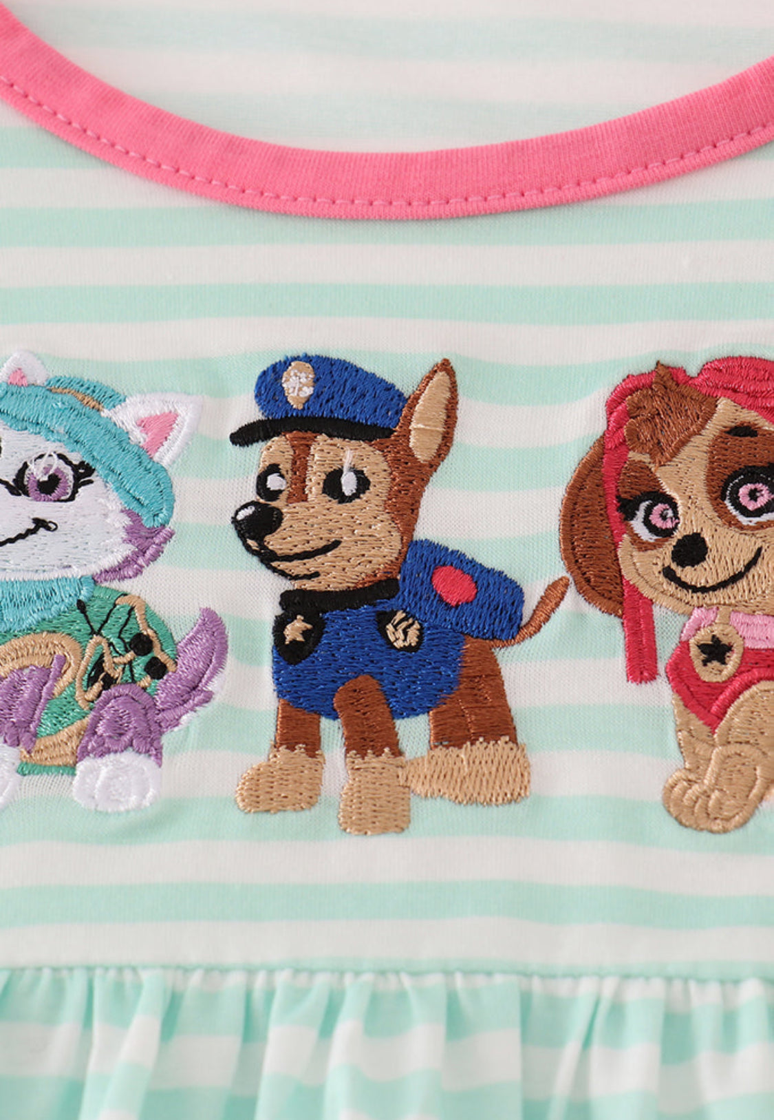 Pink Character Applique Stripe Shorts Set