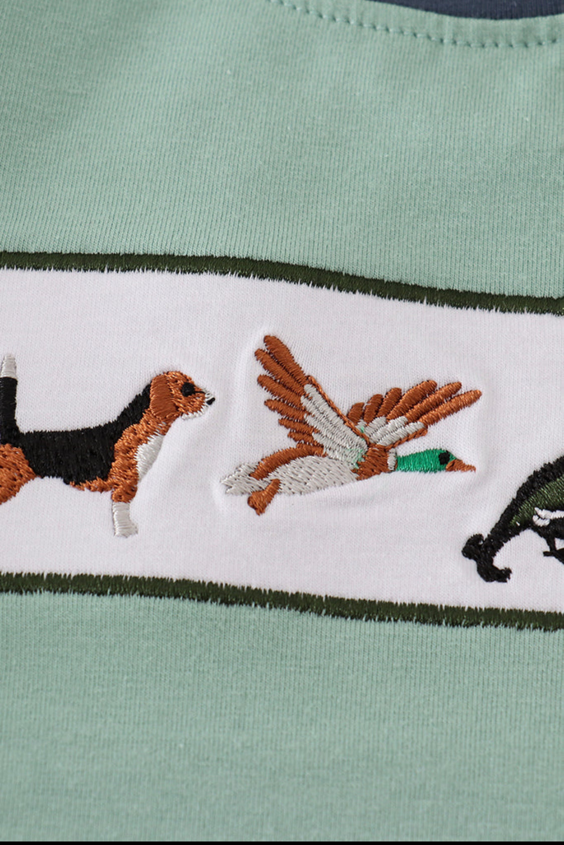 Green Hunting Embroidery Plaid Boy’s Short Set