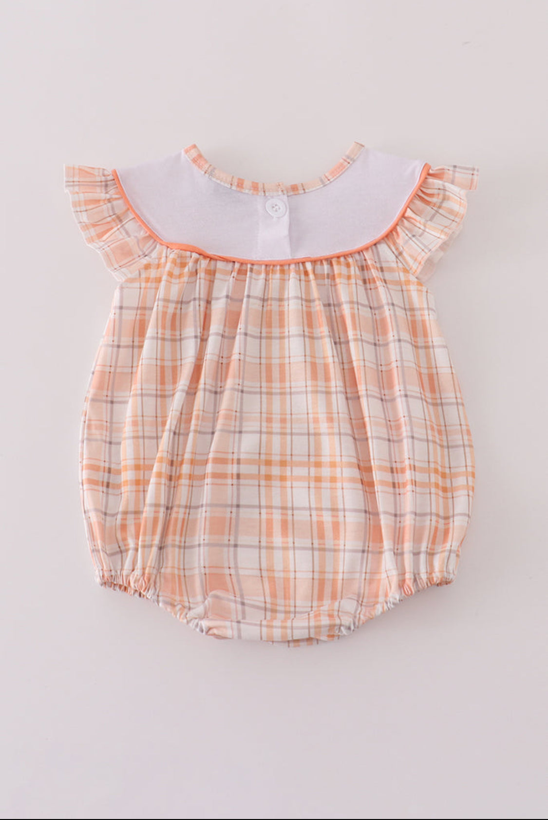 Orange Pumpkin Embroidery Plaid Girl’s Bubble