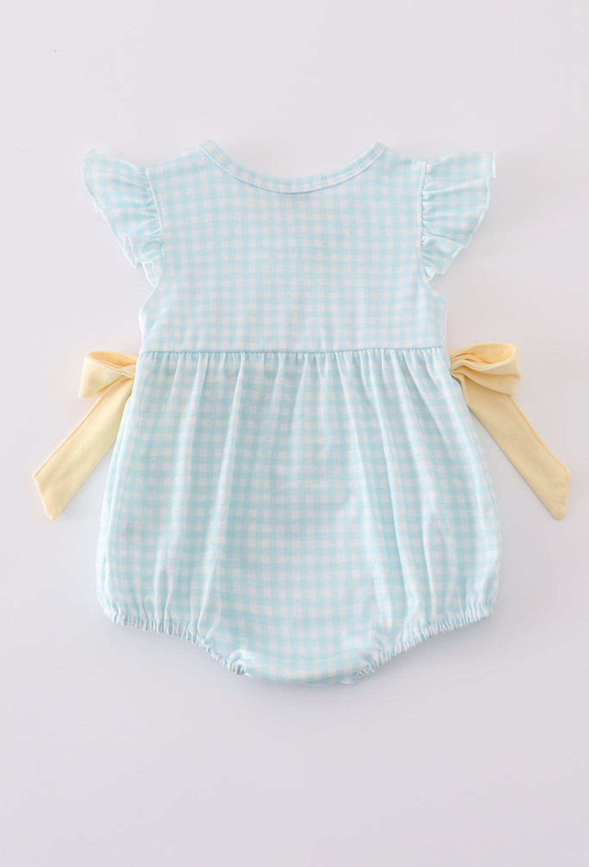 Girl’s Blue Bunny Embroidered Smocked Bubble