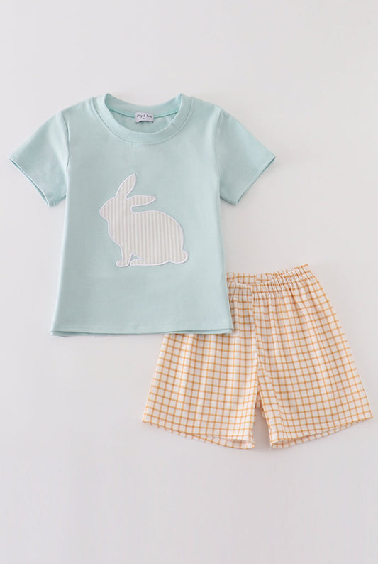 Blue Easter Bunny Appliqué Boy Short Set