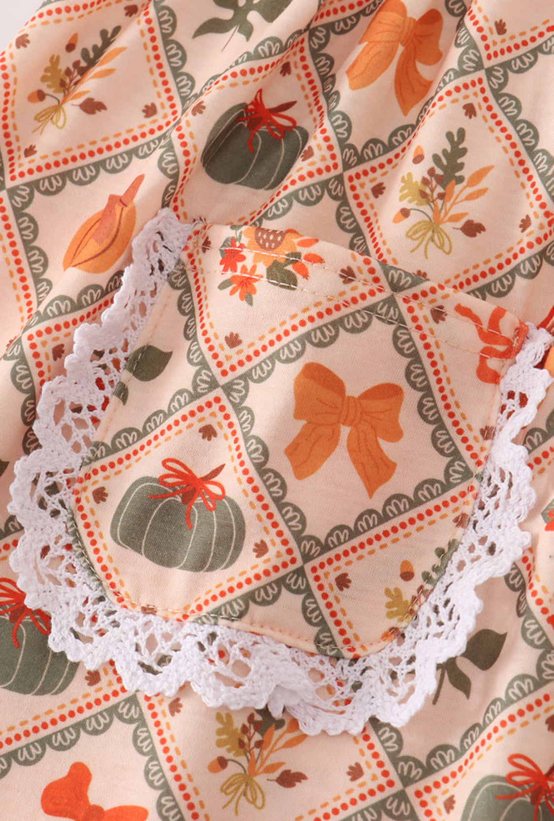 Green Pumpkin Bow Print Dress