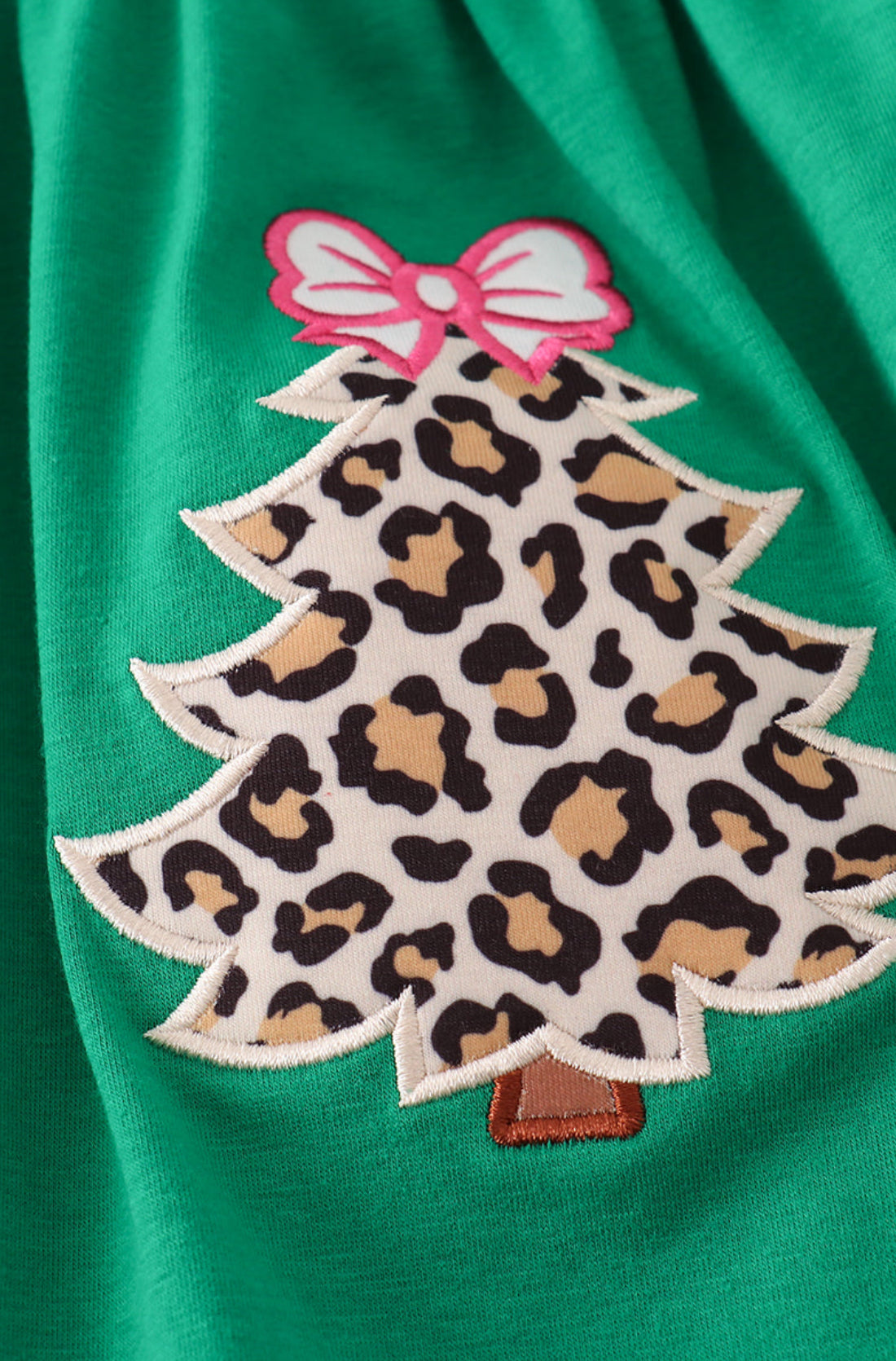 Forest Tree Appliqué Leopard Ruffle Girl’s Bloomer Set