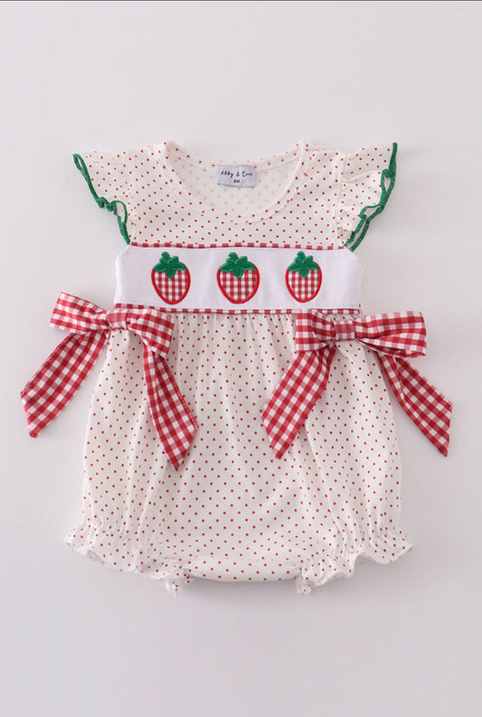 Strawberries Appliqué Girl’s Bubble