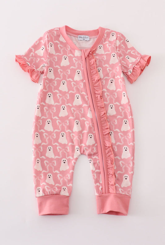 Halloween Ghost Print Ruffle Girl’s Romper