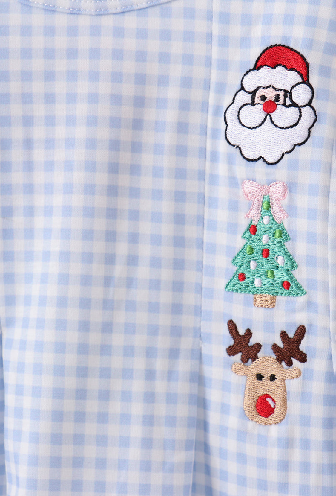 Blue Santa Claus Embroidery Bloomer Set