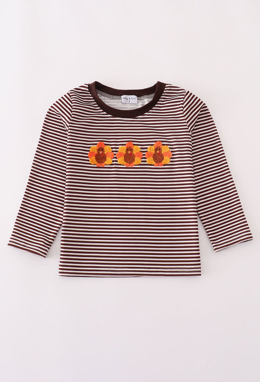 Brown Turkey French Knot Stripe Boy’s Top
