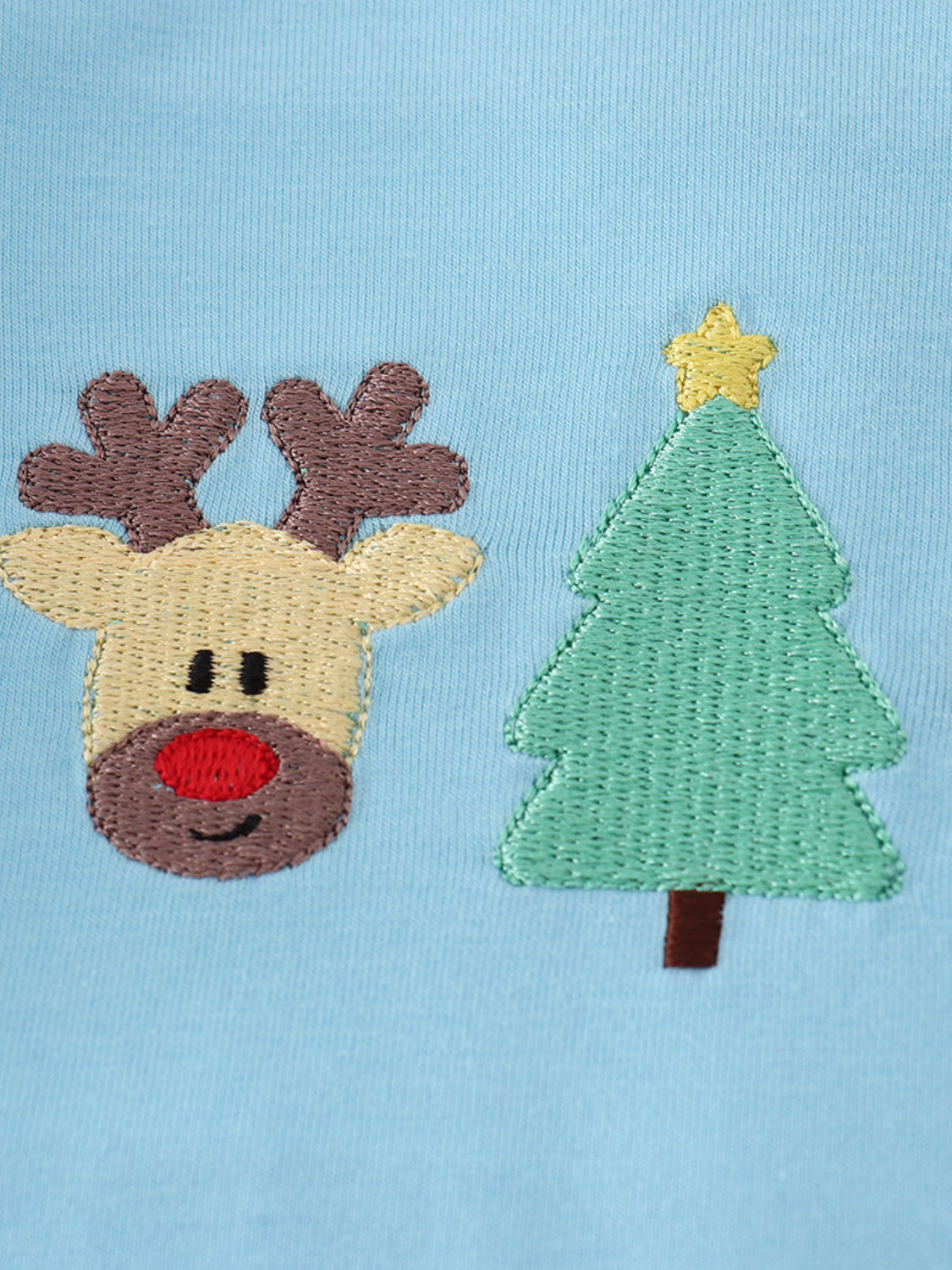 Blue Deer Tree Santa Embroidery Boy’s Romper