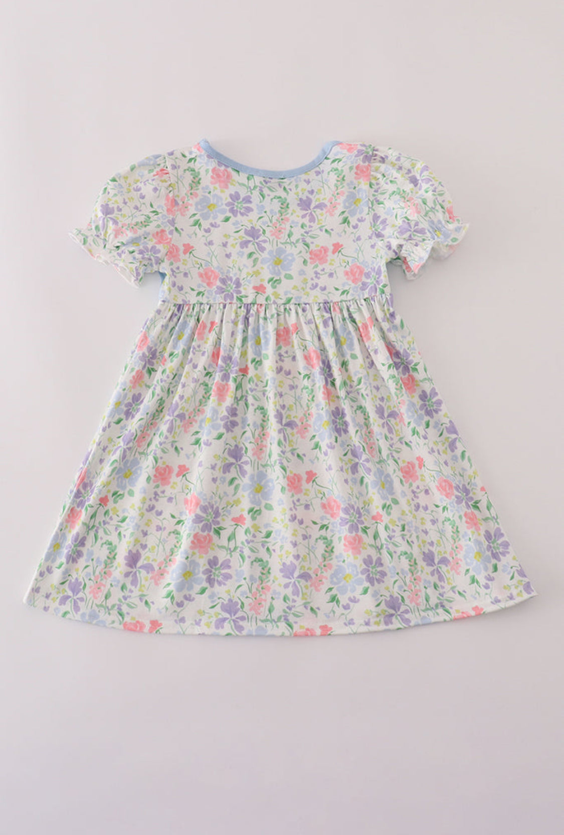 Floral Print Crayon Apple Embroidery Ruffle Dress