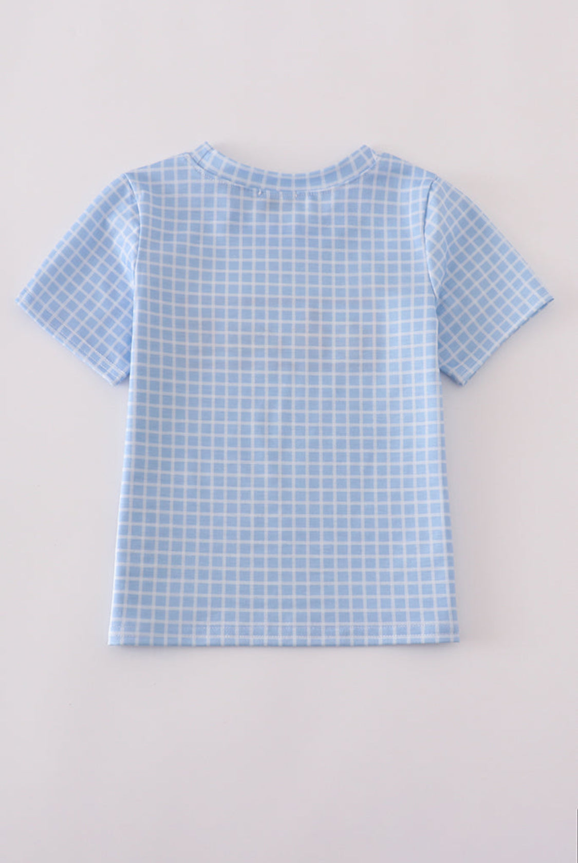 Blue Apple Bus Embroidery Plaid Boy’s Top