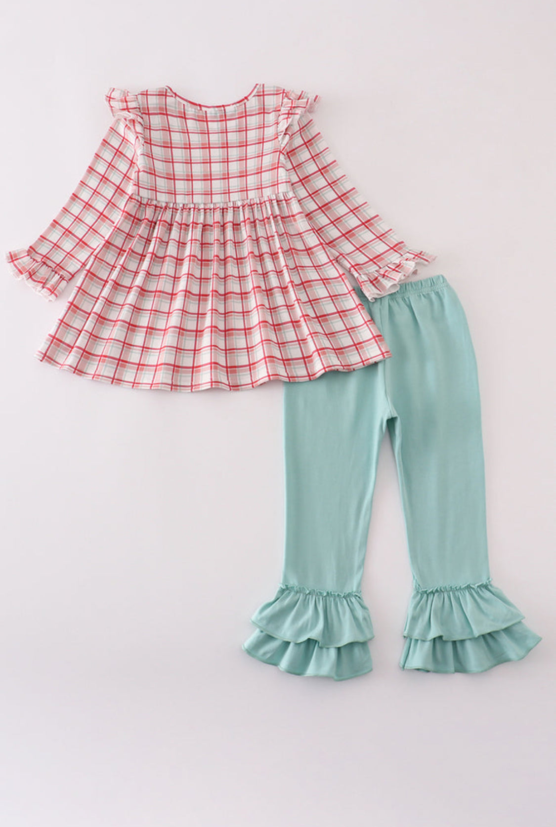 Red Farm Embroidery Ruffle Girl’s Pants Set