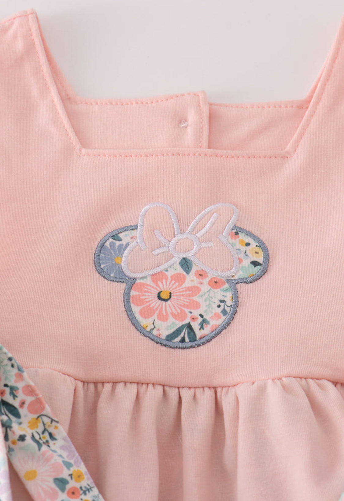 Pink Floral Character Appliqué Ruffle Girl’s Short Set