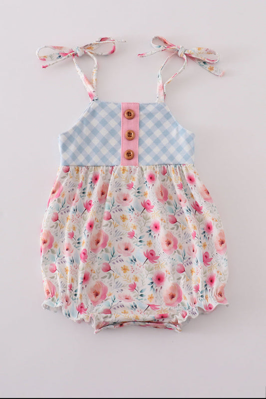 Pink Floral Print Strap Girl Bubble