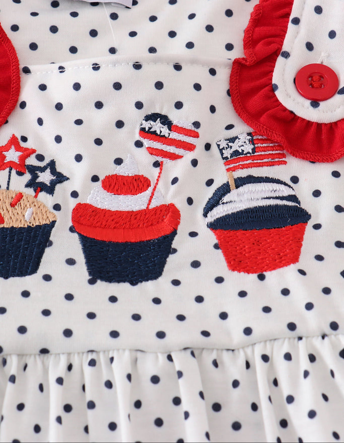 Red Cake Embroidery Dot Girl’s Dress
