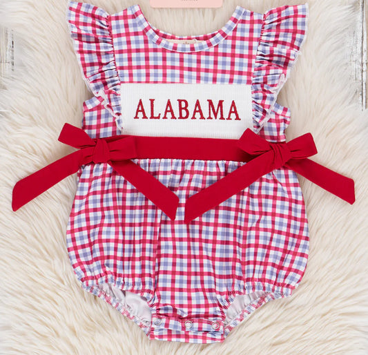 Alabama Smocked Gingham Girl Bubble