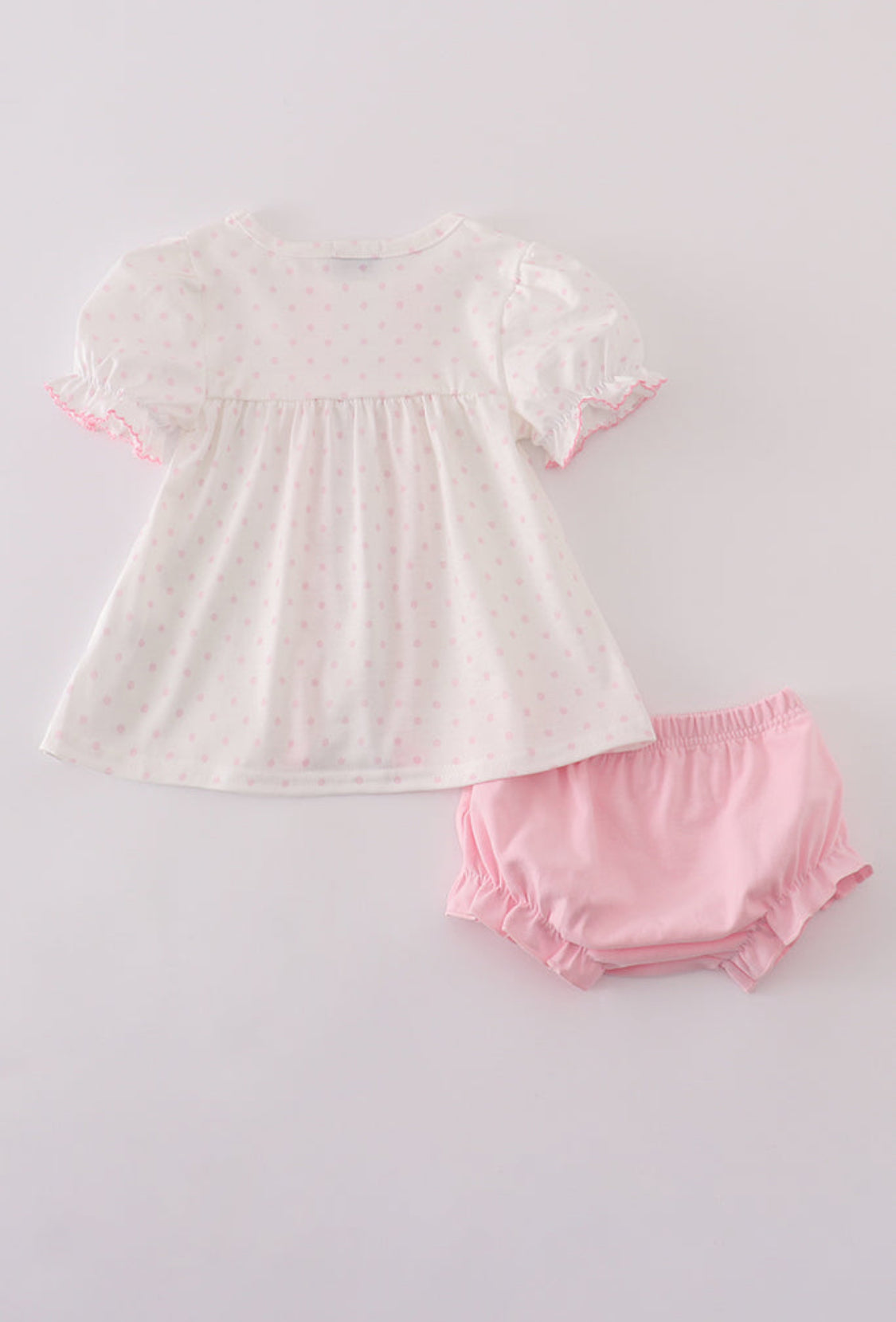 Pink Bow Embroidery Dot Girl’s Bloomer Set