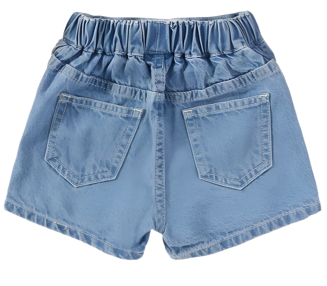 Girl’s Denim Ruffled Skort, Light Wash