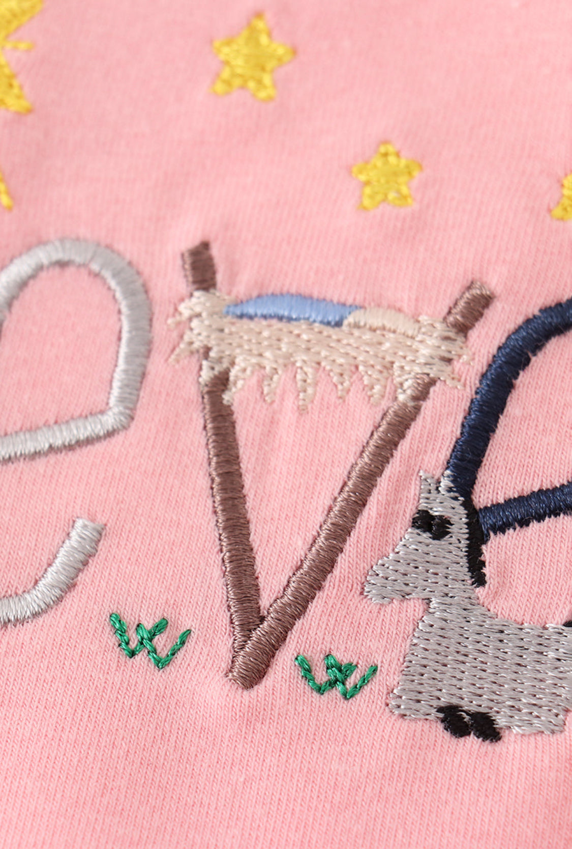 Pink BELIEVE Embroidery Ruffle Girl’s Romper