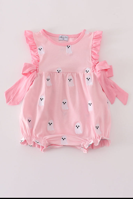 Pink Ghost Embroidery Ruffle Girl’s Bubble