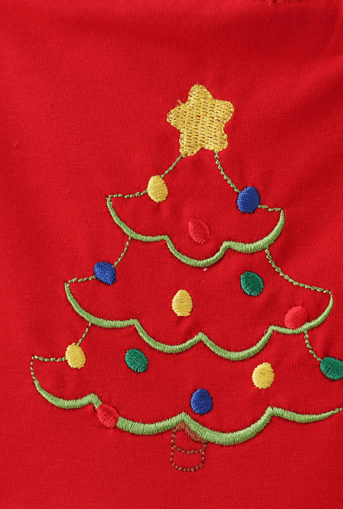 Red Tree Embroidery Plaid Boy’s Jumpsuit