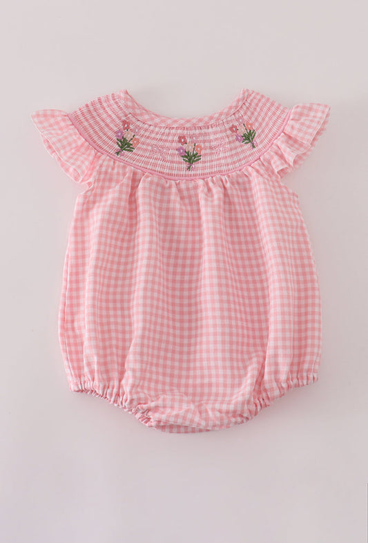Pink Floral Smocked Girl’s Bubble