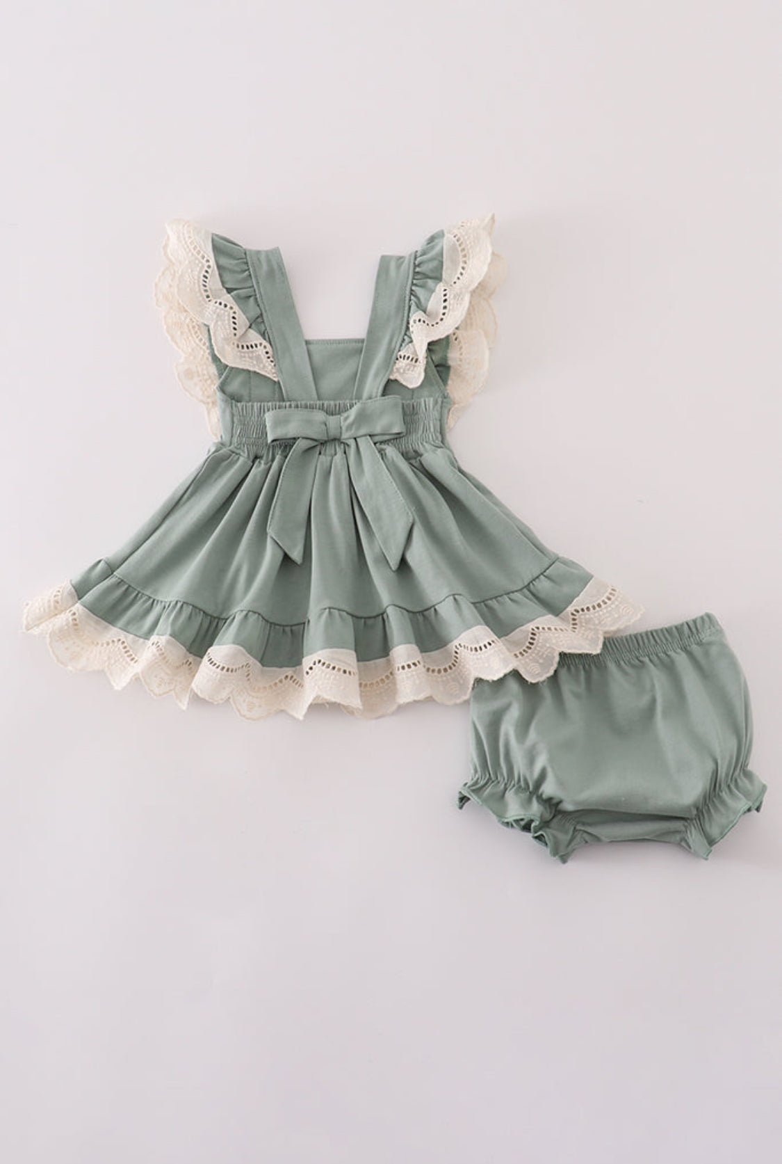 Sage Lace Ruffle Girl’s Bloomer Set