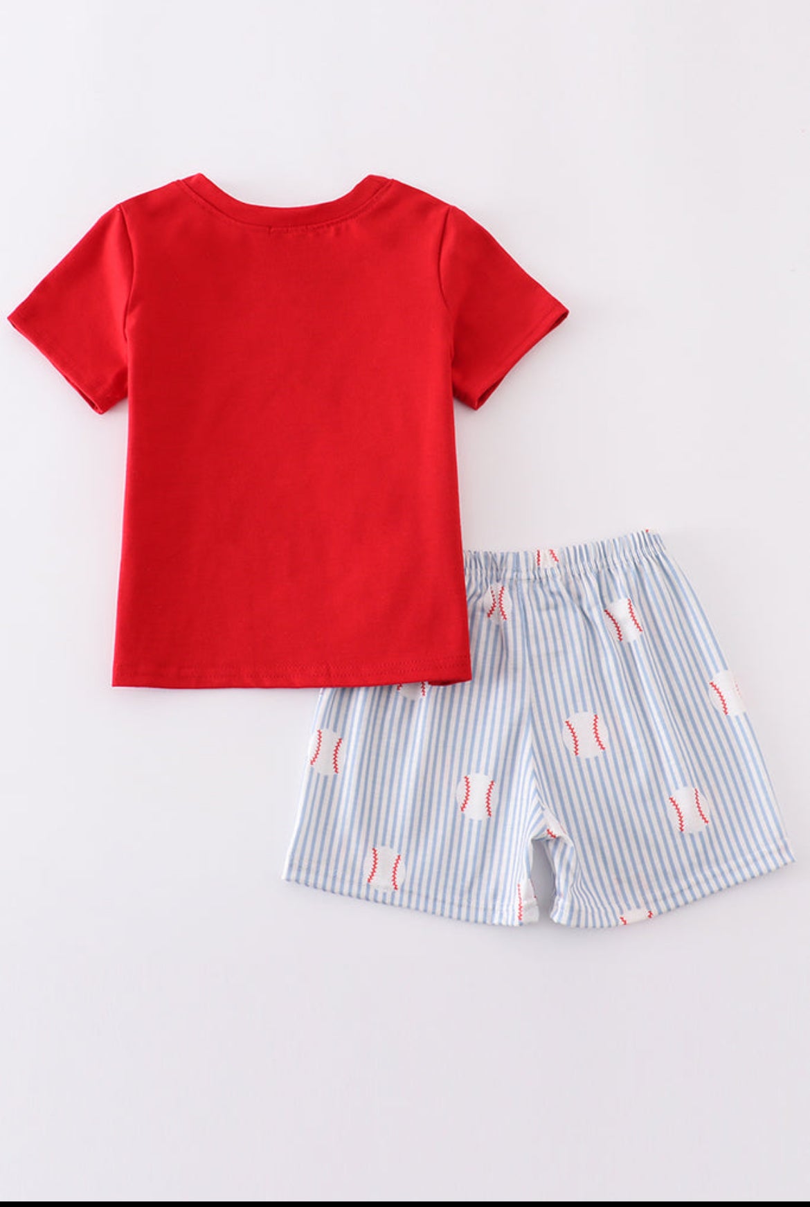 Boy’s Red Striped Baseball Short Set