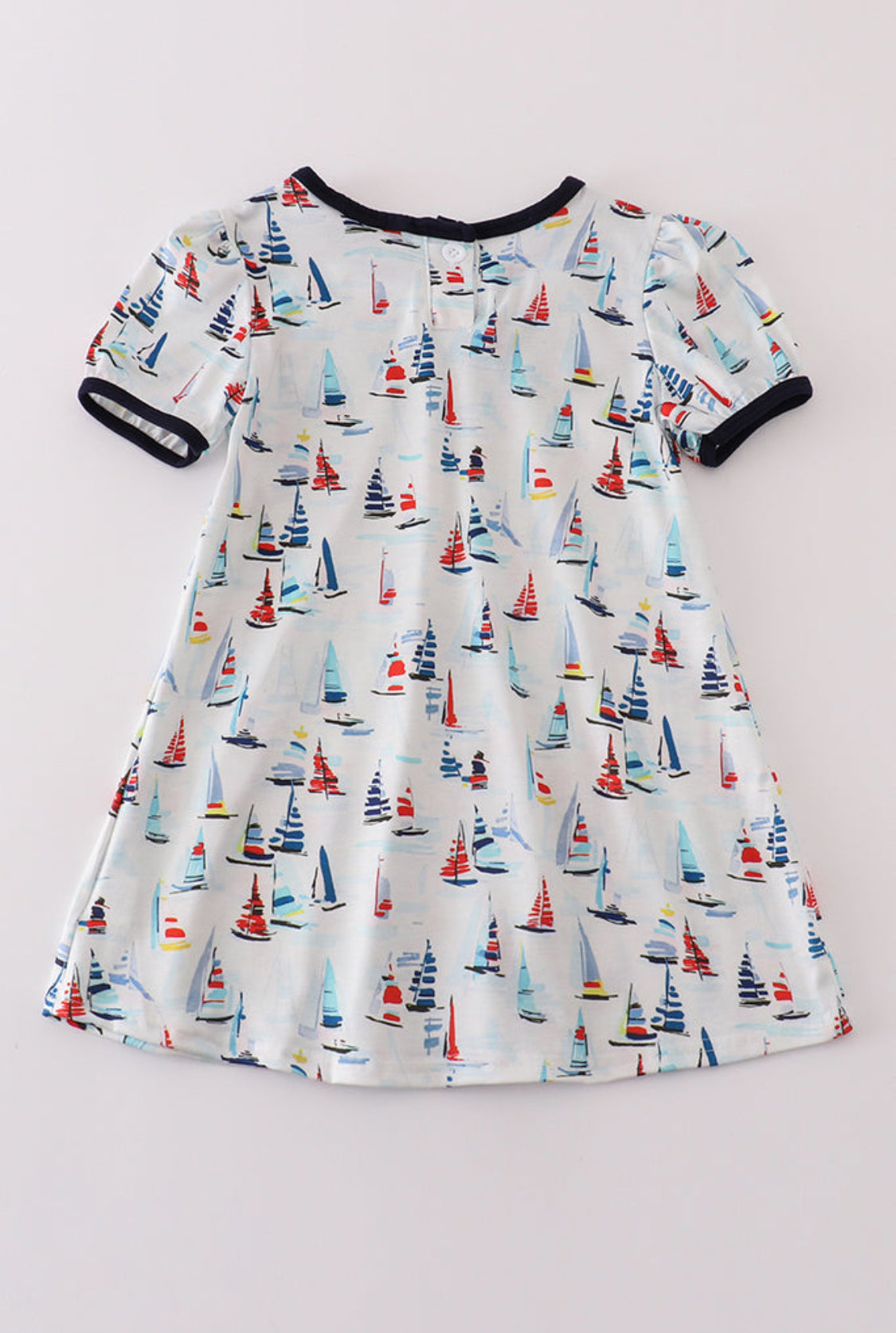 Navy Sailboat Print Girl’s Dress