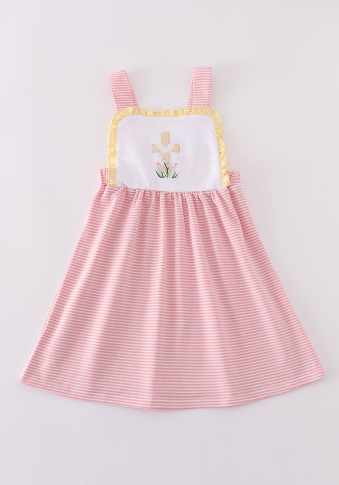Girl’s Premium Pink Cross Embroidered Dress