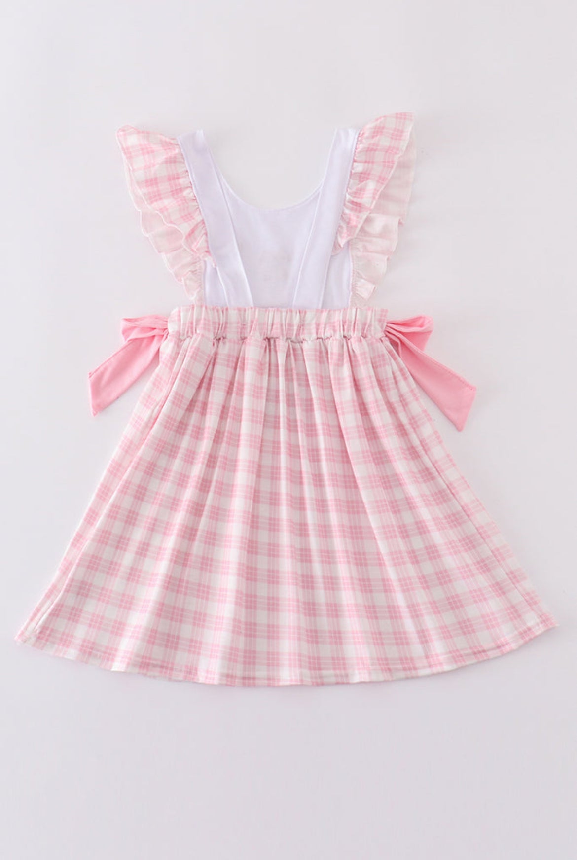 Girl’s Pink Bunny Embroidered Bow Dress