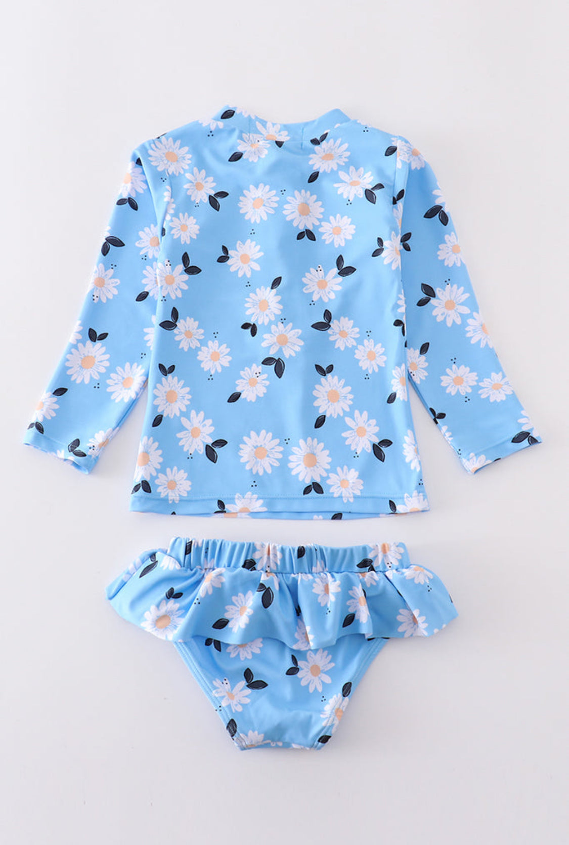 Blue Daisy Print 2pc Girl’s Swimsuit, UPF50+