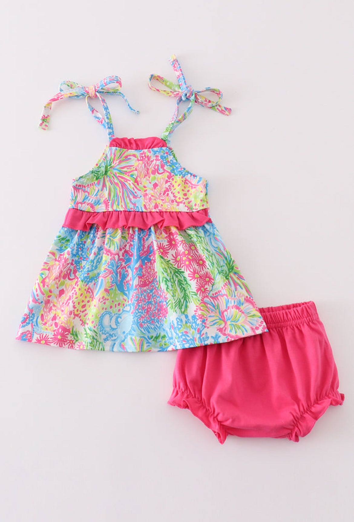 Girl’s Pink Tropical Floral Bloomer Set