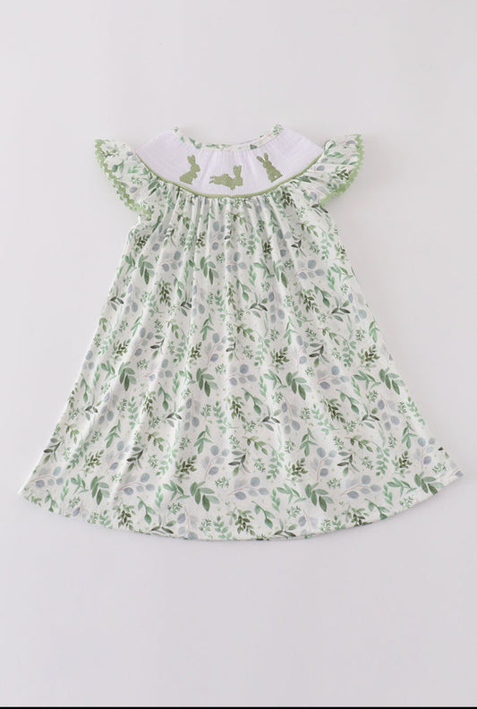 Girl’s Sage Leaf Bunny Dress