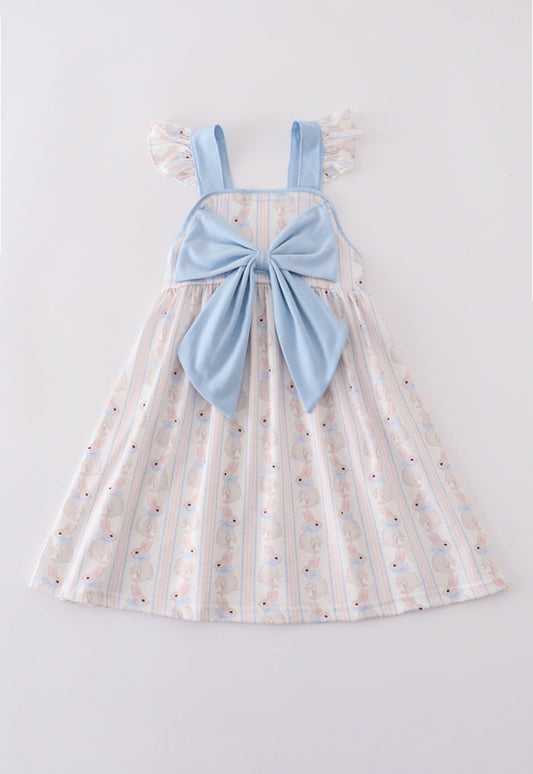 Blue Bow Bunny Girl’s Dress