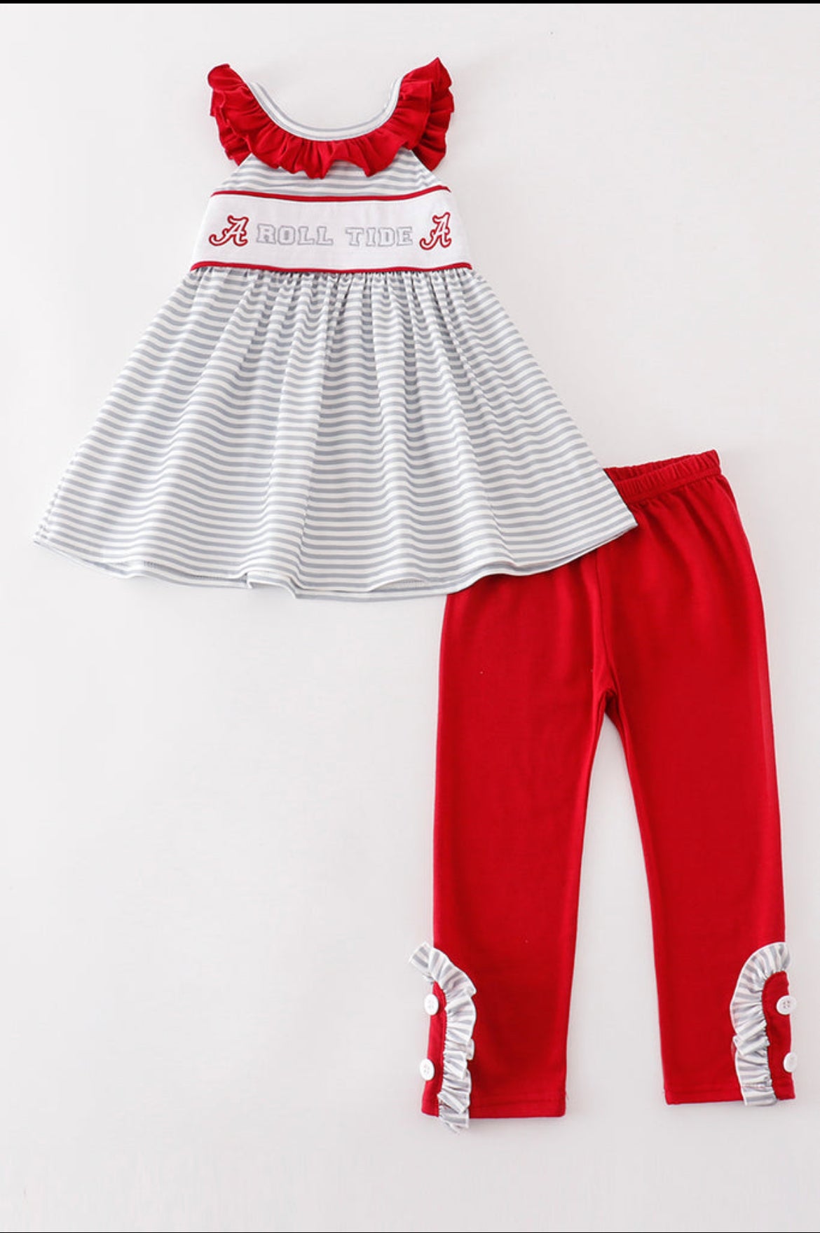 Girl’s BAMA Embroidered Roll Tide Stripe Pants Set