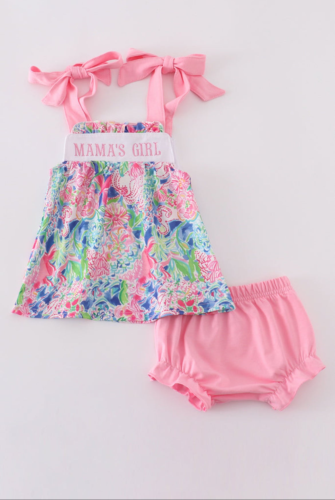 Girl’s “Mama’s Girl” Embroidered Bubble Set