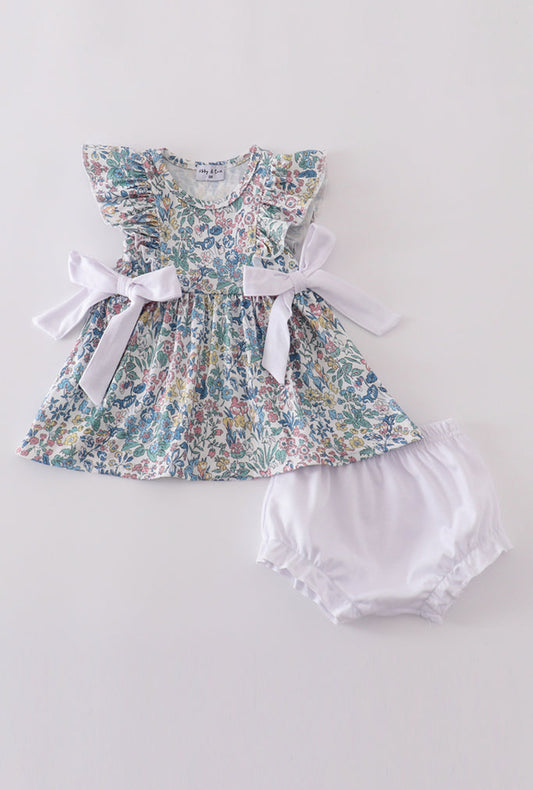 Girl’s Vintage Meadow Bow Bloomer Set