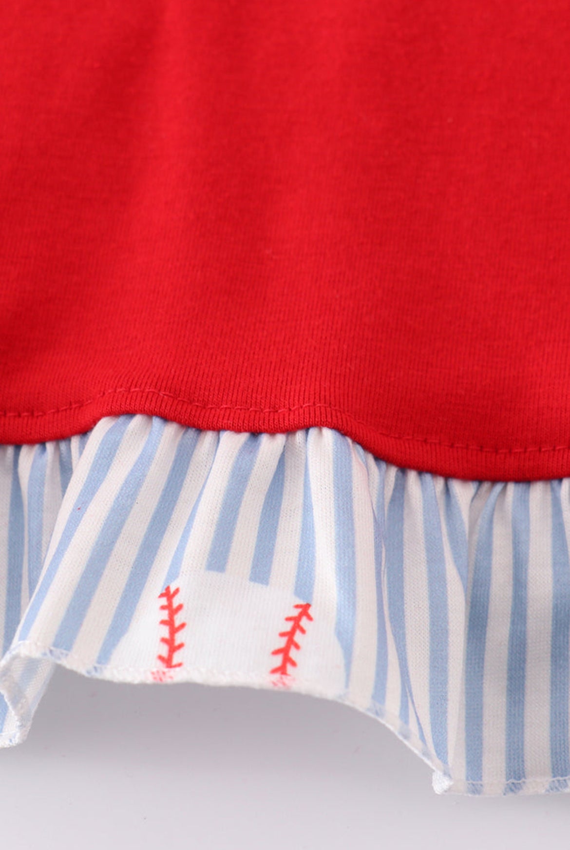 Girl’s Red Striped Bow Baseball Bloomer Set