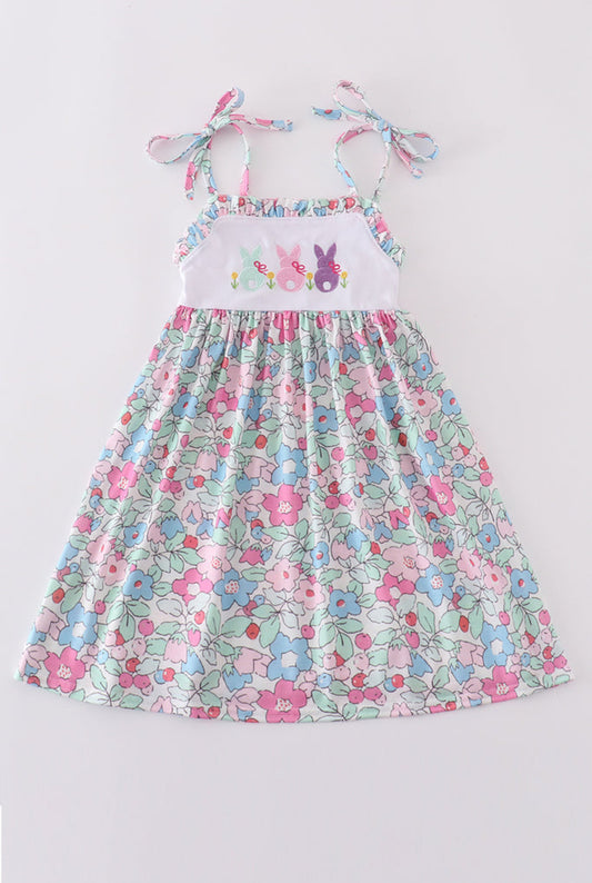 Girl’s Floral Bunny Embroidered Dress