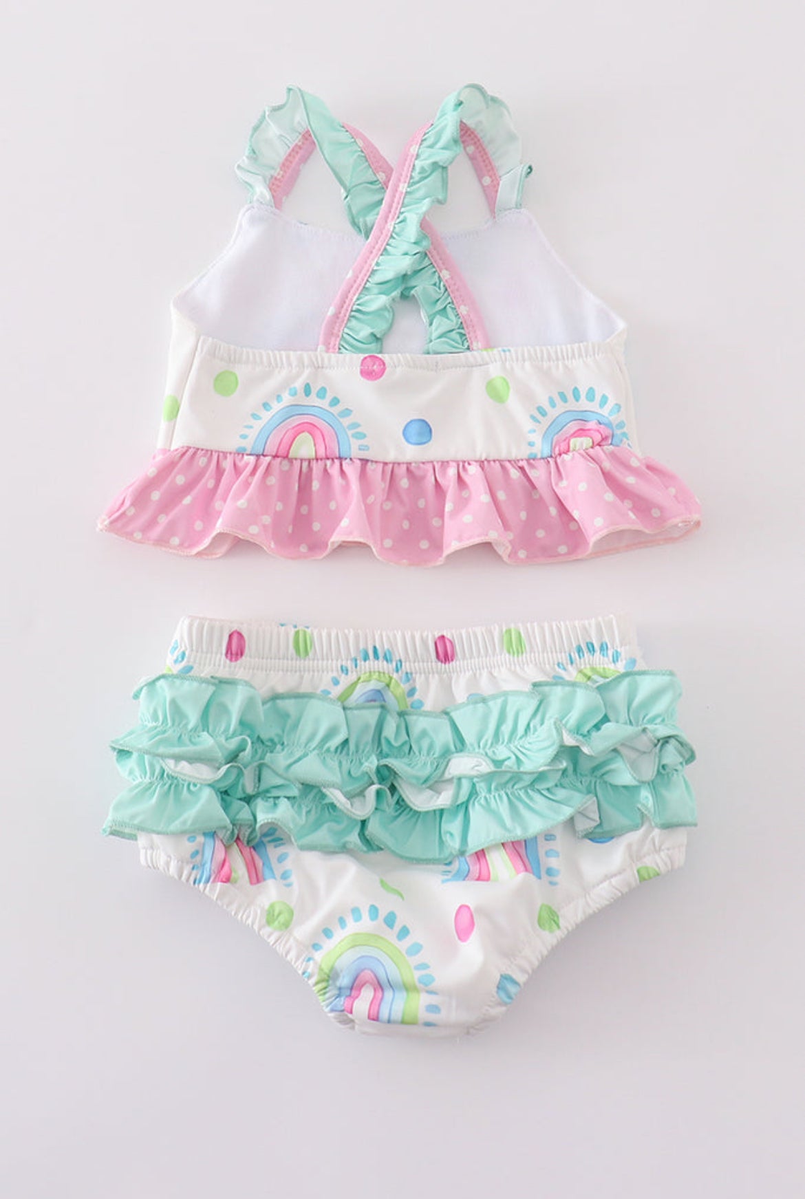 Girl’s Rainbow 2PC Ruffle Swimsuit