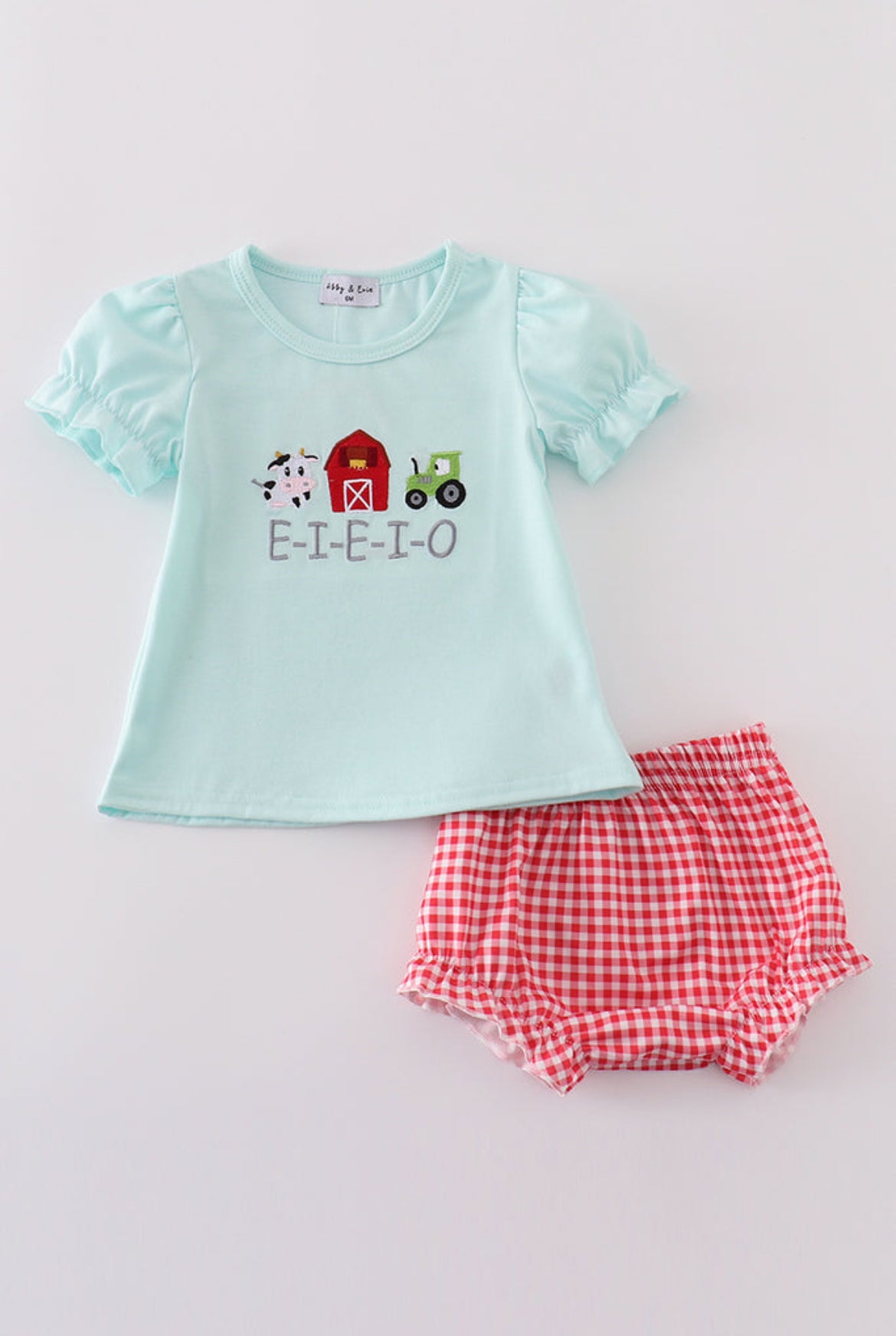 Girl’s Blue Farm Embroidery BloomerSet