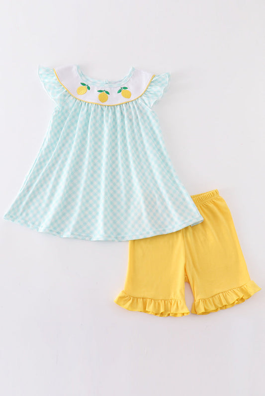 Girl’s Mint Lemon Shorts Set