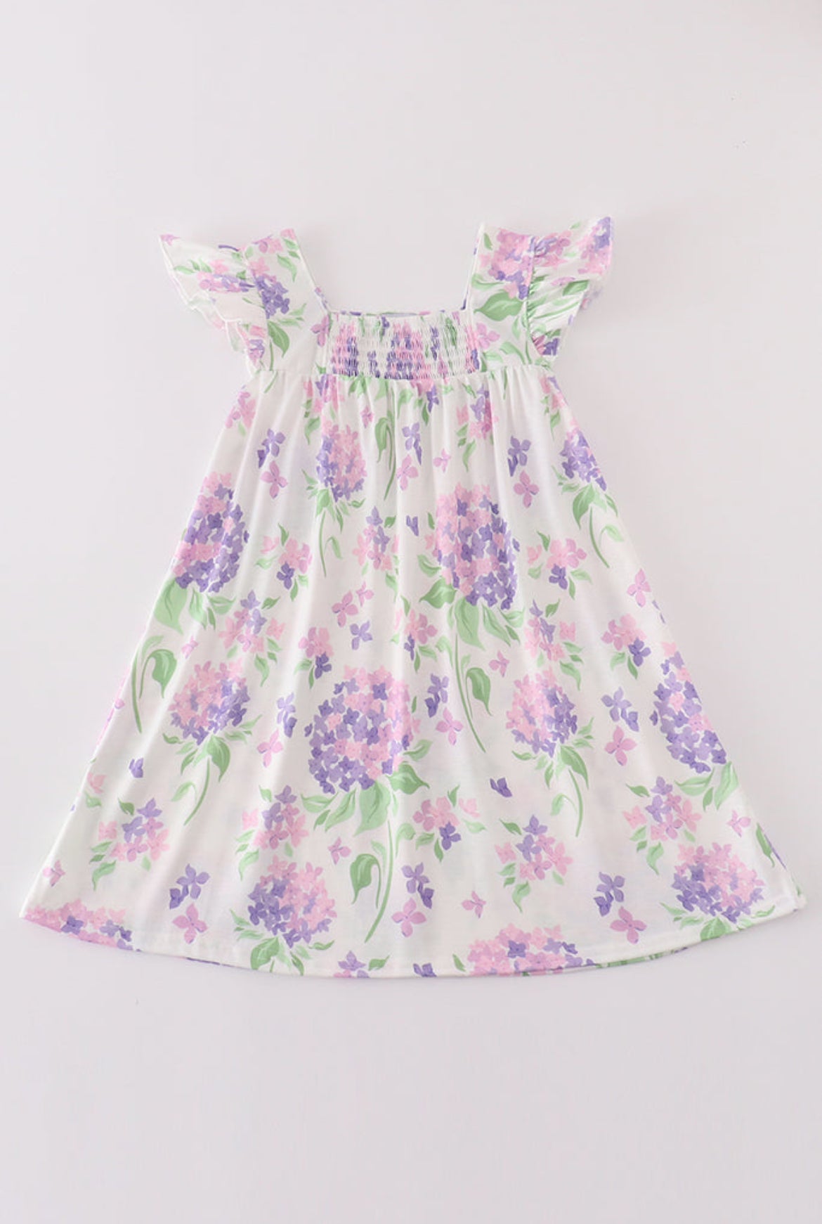 Girl’s Purple Hydrangea Smocked Dress