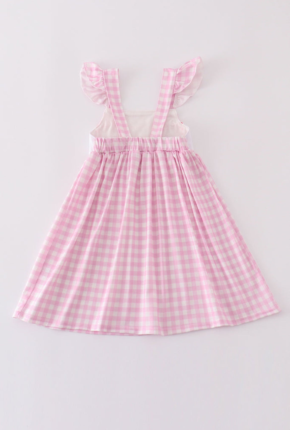 Girl’s Pink Ice Cream Embroidered Gingham Dress