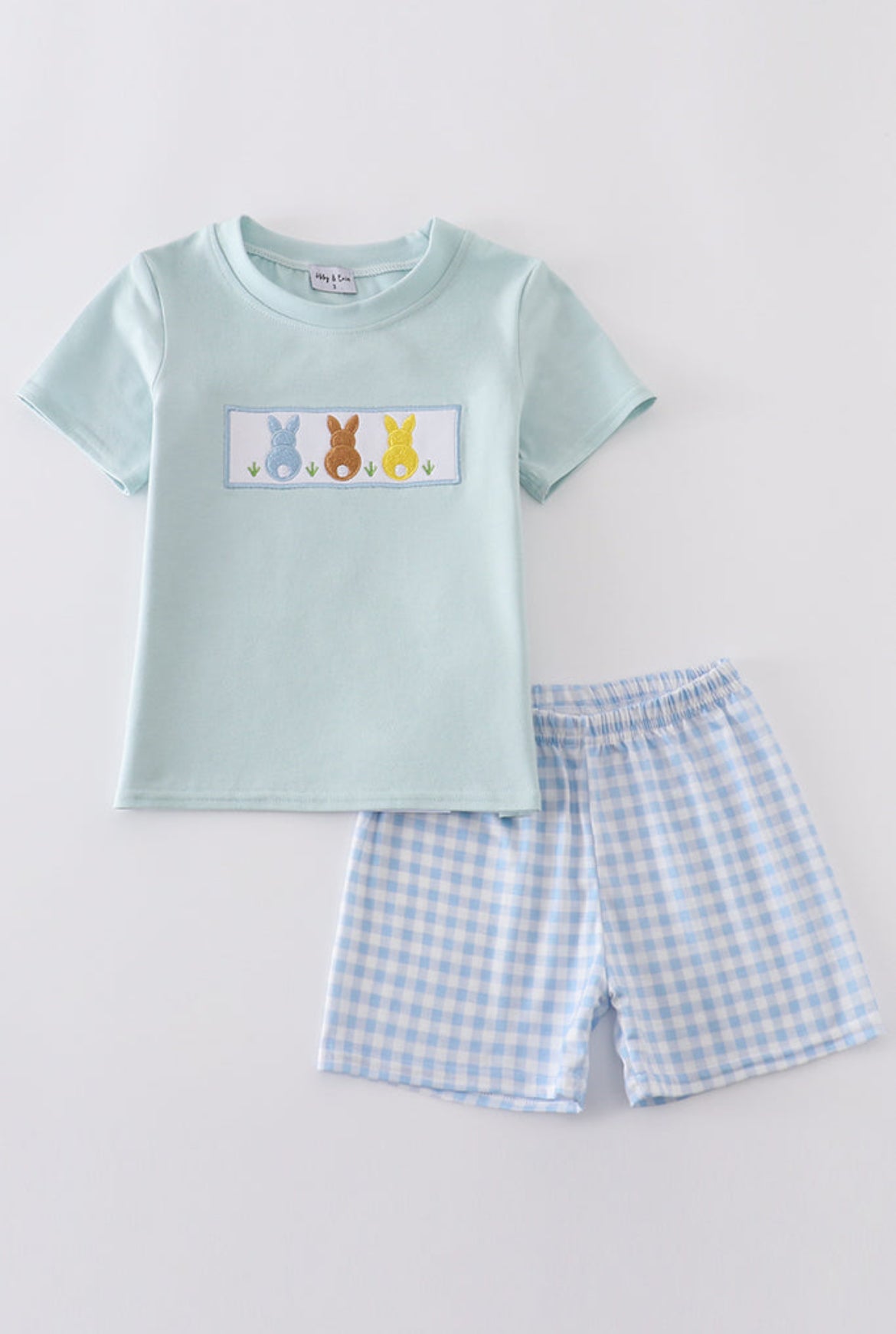 Boy’s Blue Bunny Embroidered Short Set