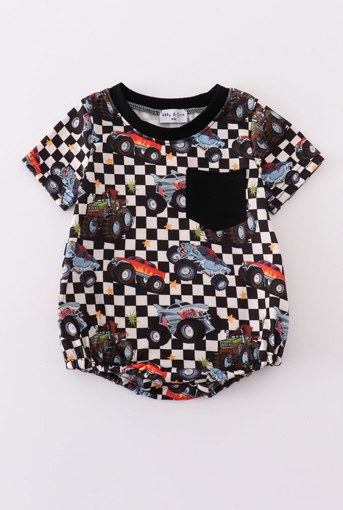 Boy’s Black Car Checkered Bubble